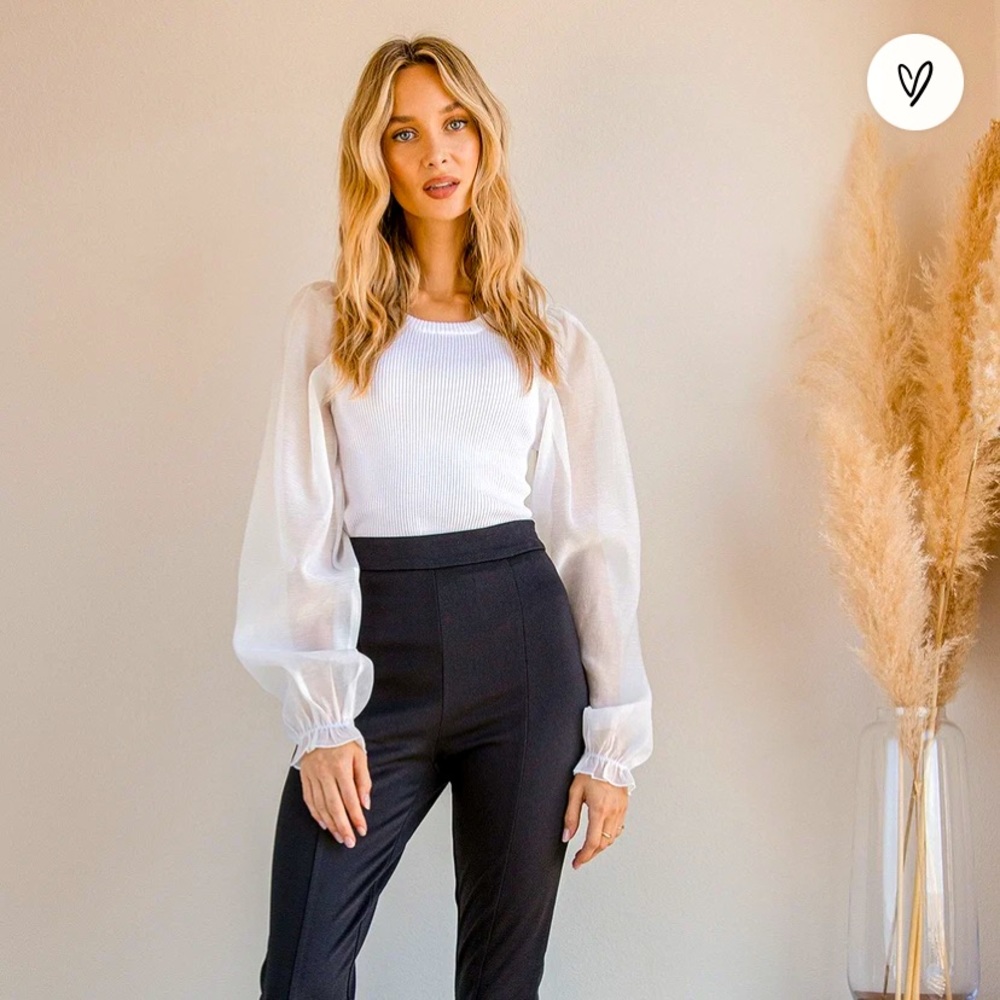 Lulus Bold New You White Ribbed Knit Puff Sleeve Sweater Top
